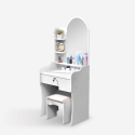 Tocador de Maquillaje con espejo y taburete para dormitorio Flora Rebajas