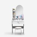 Tocador de Maquillaje con espejo y taburete para dormitorio Flora Catálogo