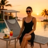 Tumbonas plegables de aluminio con parasol para playa - Santorini Limited Edition Rebajas