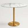 Mesa de comedor redonda estilo Goblet 120 cm efecto mármol dorado Monika+ Promoción