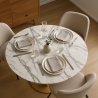 Mesa de comedor redonda estilo Goblet 120 cm efecto mármol dorado Monika+ Modelo