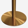 Mesa de comedor redonda estilo Goblet 120 cm efecto mármol dorado Monika+ Medidas