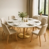 Mesa de comedor redonda estilo Goblet 120 cm efecto mármol dorado Monika+ Rebajas
