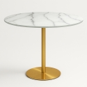 Mesa Goblet redonda 80 cm efecto mármol dorado estilo clásico Monika Promoción