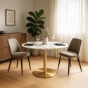 Mesa Goblet redonda 80 cm efecto mármol dorado estilo clásico Monika Rebajas