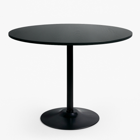 Mesa de comedor redonda moderna Goblet negra 120 cm Blackwood+ Promoción
