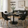 Mesa de comedor redonda moderna Goblet negra 120 cm Blackwood+ Oferta