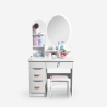 Tocador de Maquillaje móvil taburete de dormitorio con espejo redondo Babette Elección