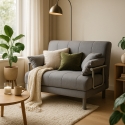 Sillón Sofá Cama Plegable Reposabrazos de tela Deborah Twin Dos Plazas 
