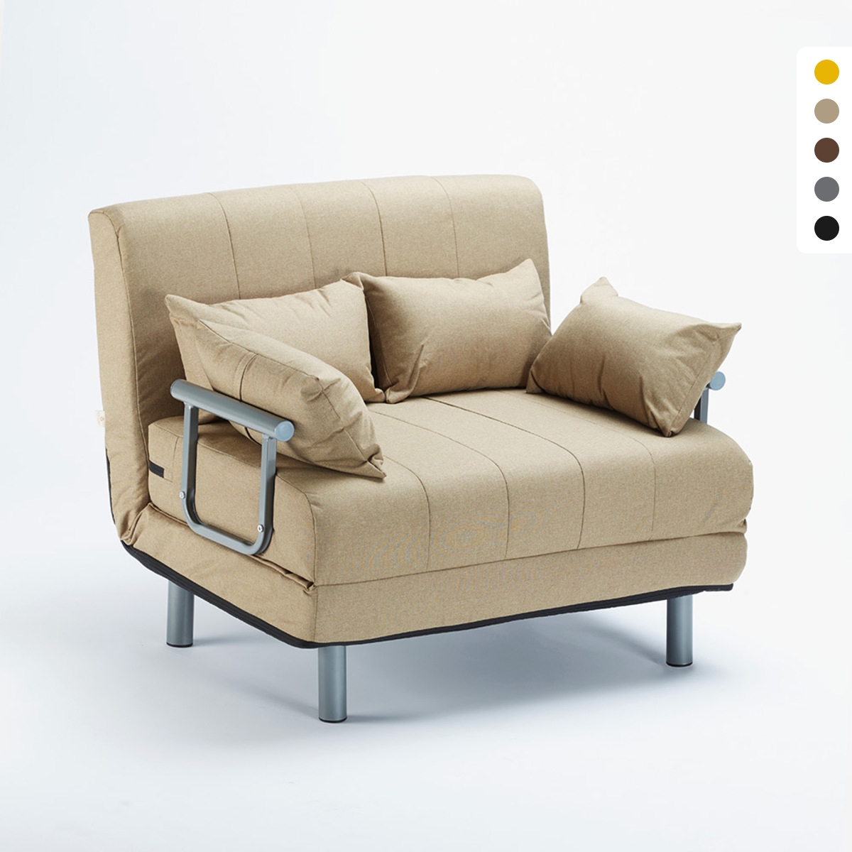 Sillón Sofá Cama Plegable Reposabrazos de tela Deborah Twin Dos Plazas