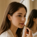 Tocador de maquillaje con espejo de corazón taburete dormitorio Clara Modelo