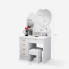 Tocador de maquillaje con espejo de corazón taburete dormitorio Clara Compra