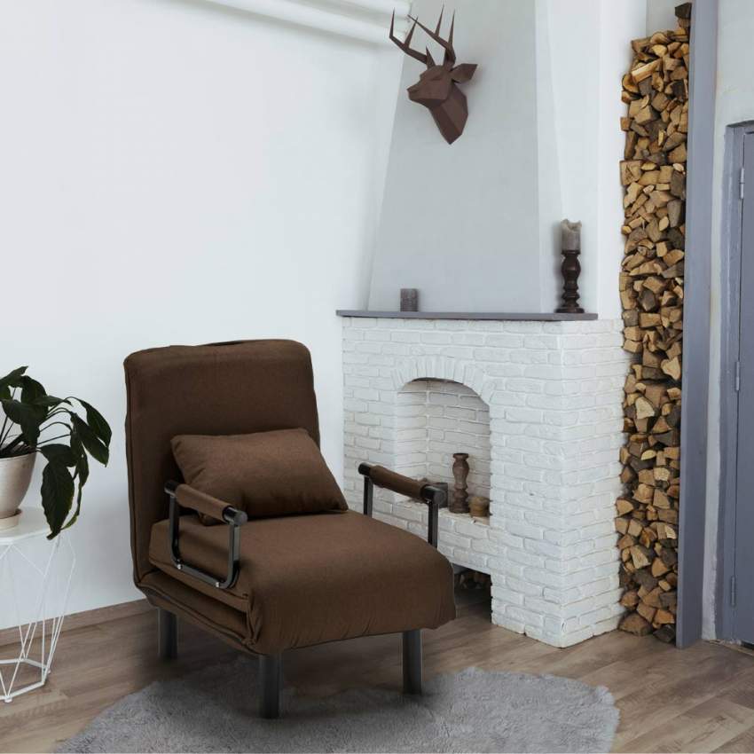 Sillón Sofá cama plegable individual de tela Deborah Promoción