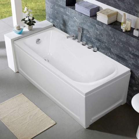 Bañera de esquina, color blanco, diseño moderno Fiberglass Design Ozone