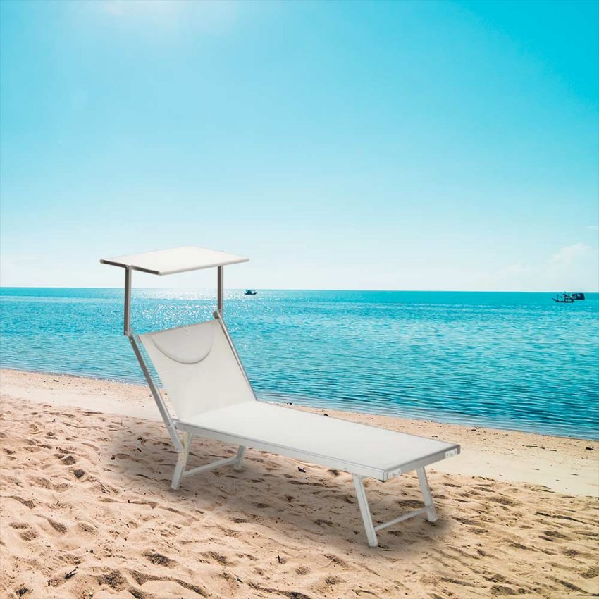 Tumbona de playa y piscina aluminio resistente con parasol Cancun