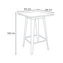 mesa alta para taburetes acero metal industrial madera 60x60 welded 