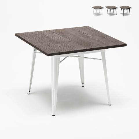 mesa industrial de acero metal y madera 80x80 bar y casa allen Promoción