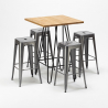 juego de mesa y 4 taburetes altos metálicos estilo brooklyn para bares y pubs Precio