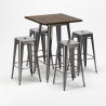 juego de mesa alta y 4 taburetes metálicos de estilo industrial williamsburg Oferta