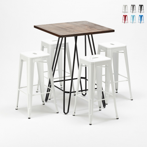 Set de taburetes metálicos con mesa alta de diseño estilo Tolix industrial Kips Bay para pubs Promoción