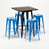 conjunto de 4 taburetes y mesa alta de diseño de estilo industrial little italy Precio