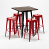 conjunto de 4 taburetes y mesa alta de diseño Lix de estilo industrial little italy 