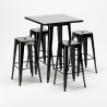 mesa alta y 4 taburetes de metal estilo industrial bar new york Oferta