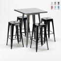 juego de mesa alta y 4 taburetes metálicos diseñados por industrial gowanus Coste