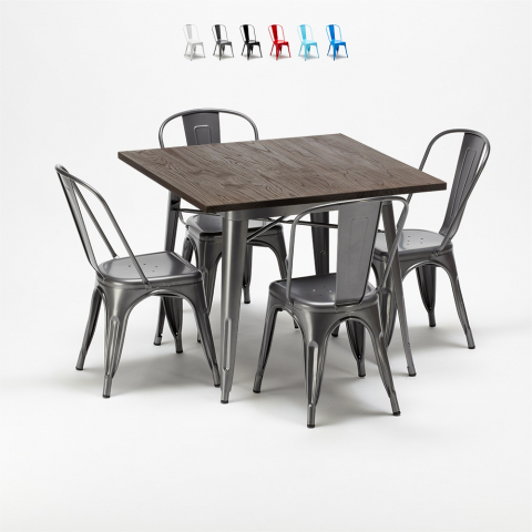 conjunto de mesa cuadrada y sillas de diseño industrial jamaica Promoción