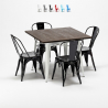 mesa y sillas cuadradas en metal madera estilo industrial midtown Coste