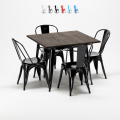 juego de mesa cuadrada de madera y sillas de metal estilo industrial west village Promoción