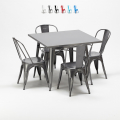 conjunto de mesa cuadrada y sillas industriales de metal estilo Lix flushing Promoción