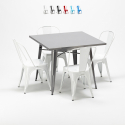 conjunto de mesa cuadrada y sillas industriales de metal estilo flushing Stock