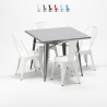 conjunto de mesa cuadrada y sillas industriales de metal estilo flushing Stock