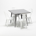 conjunto de mesa cuadrada y sillas industriales de metal estilo flushing Modelo