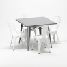 conjunto de mesa cuadrada y sillas industriales de metal estilo flushing Modelo
