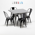 conjunto de mesa cuadrada y sillas industriales de metal estilo flushing Coste