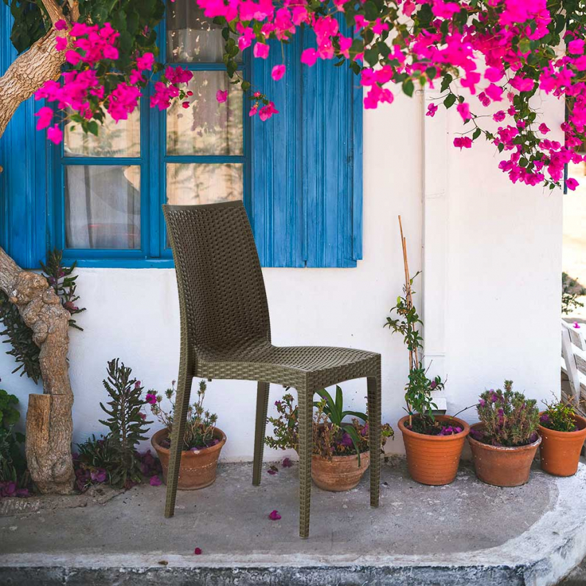   Silla de comedor en ratán apilable Bistrot Grand Soleil Promoción 

