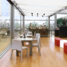 Mesa cuadrada 75x75 Slide Gino base de vidrio para bar restaurante jardín 