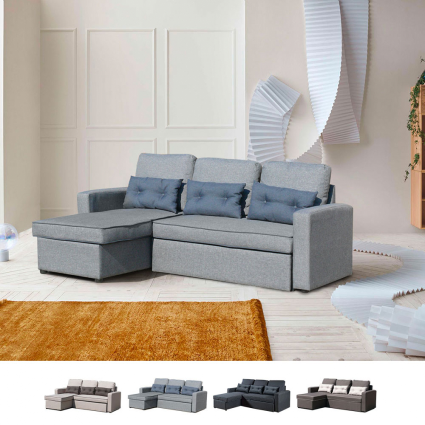 Sofá cama de esquina de 3 plazas con cojines para sala de estar Smeraldo comodidad y funcionalidad en uno solo mueble Caracterís