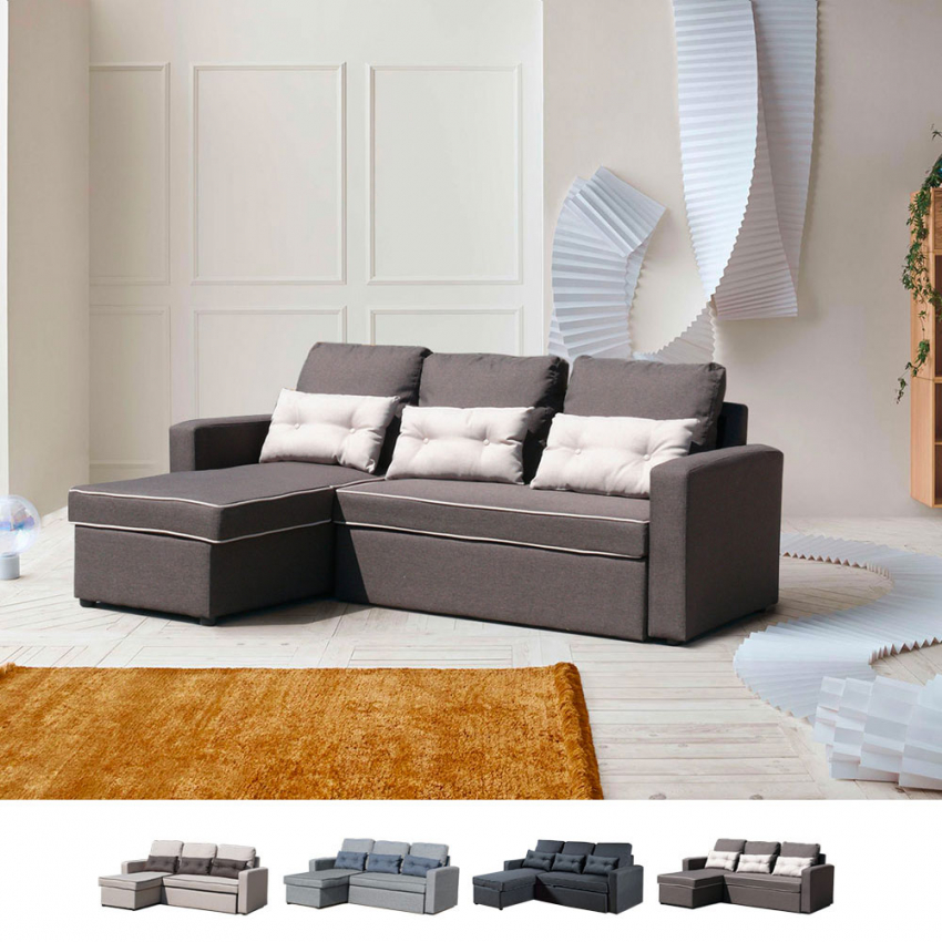 Sofá cama de esquina de 3 plazas con cojines para sala de estar Smeraldo comodidad y funcionalidad en uno solo mueble