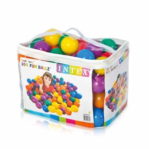 Bolas de colores de plástico juguete Intex 49600 Fun Ballz 8 cm set 100 unidades