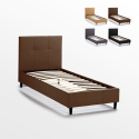 Cama individual una plaza de tela con cabecero y red 80x190 Lausanne Twin Compra
