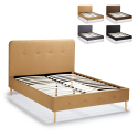 Cama francesa de plaza y media tela nórdica y madera con red 120x190 Friborg Modelo