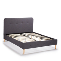 Cama francesa de plaza y media tela nórdica y madera con red 120x190 Friborg Rebajas