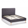 Cama francesa de plaza y media tela nórdica y madera con red 120x190 Friborg Rebajas