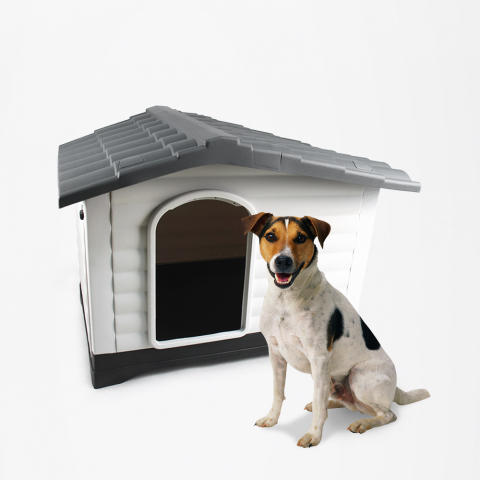 Caseta de jardín para perros pequeños de plástico con plataforma Lola