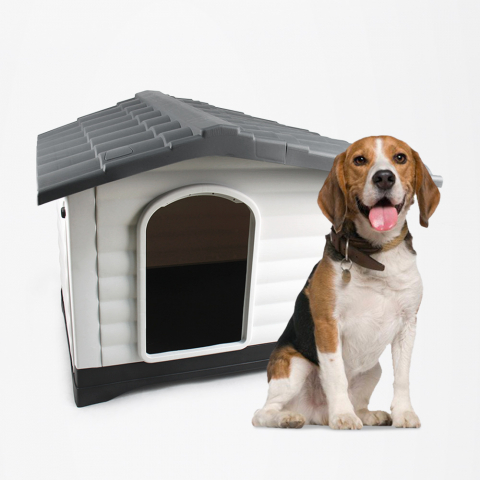 Caseta de jardín para perros medianos-grandes en plataforma de plástico Bijoux
