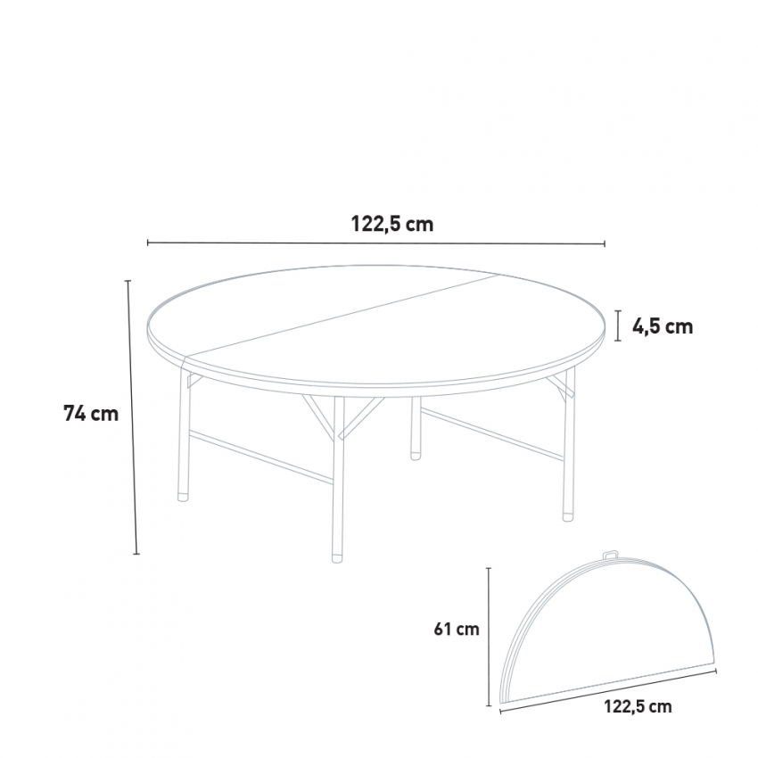 Mesa plegable 122cm para jardín y camping redondo Arthur 120