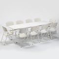 Conjunto mesa rectangular 240x76 con 10 sillas plegables para camping y jardín Rushmore Promoción
